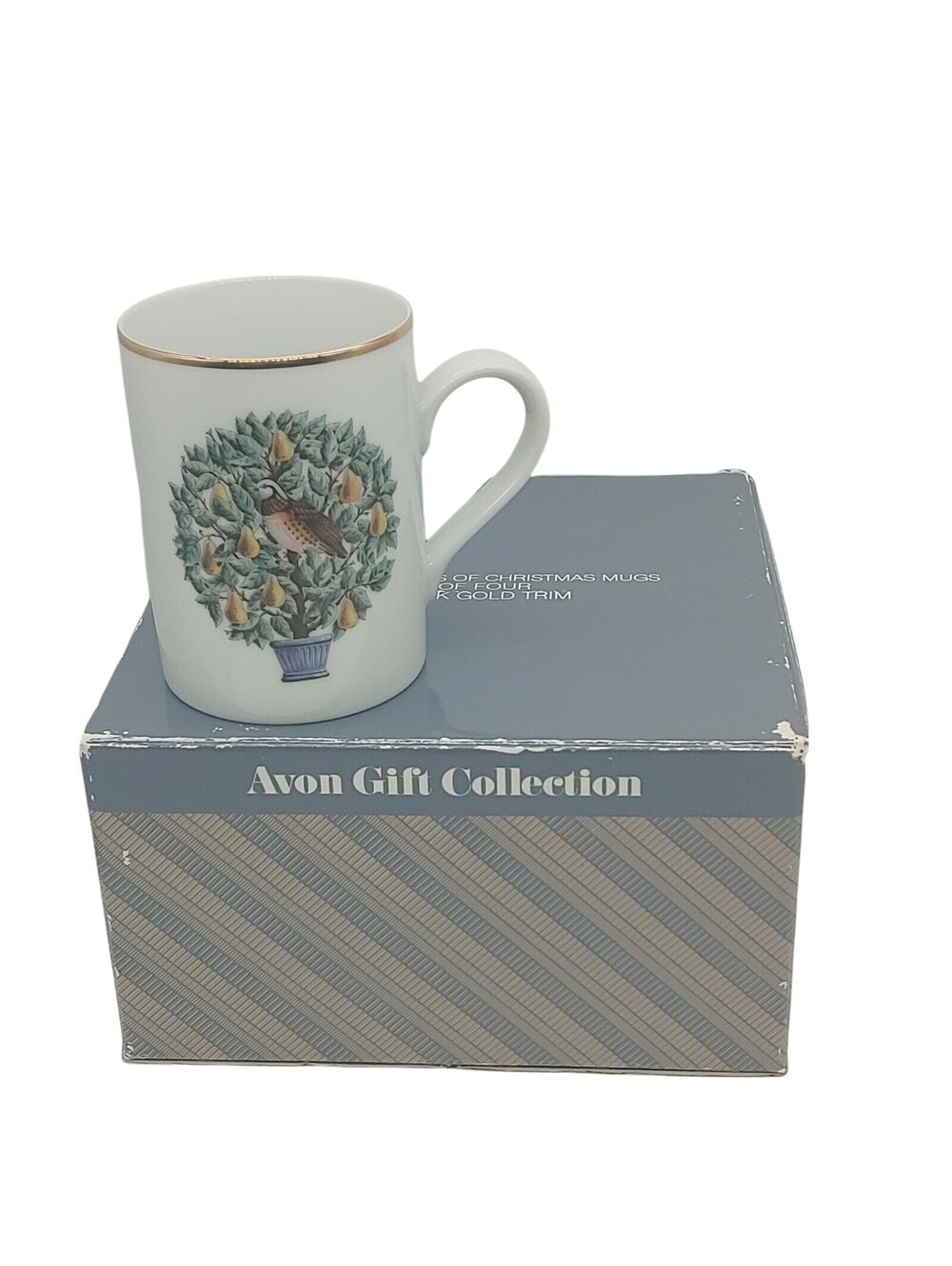 Avon Gift Collection The Twelve Days of Christmas Mugs Set of Four 14K Gold Trim